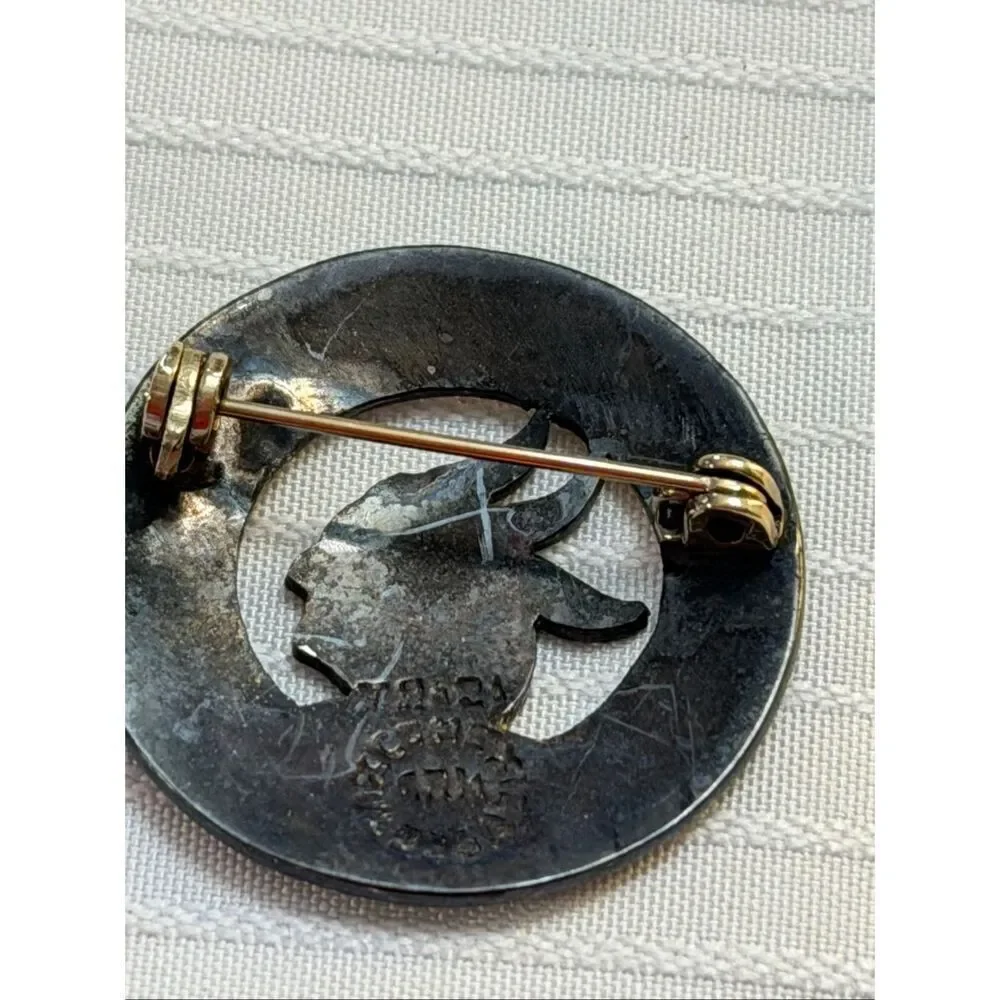 TAXCO Mexico Aztec Vintage Shell Myan 925 Brooch Pin